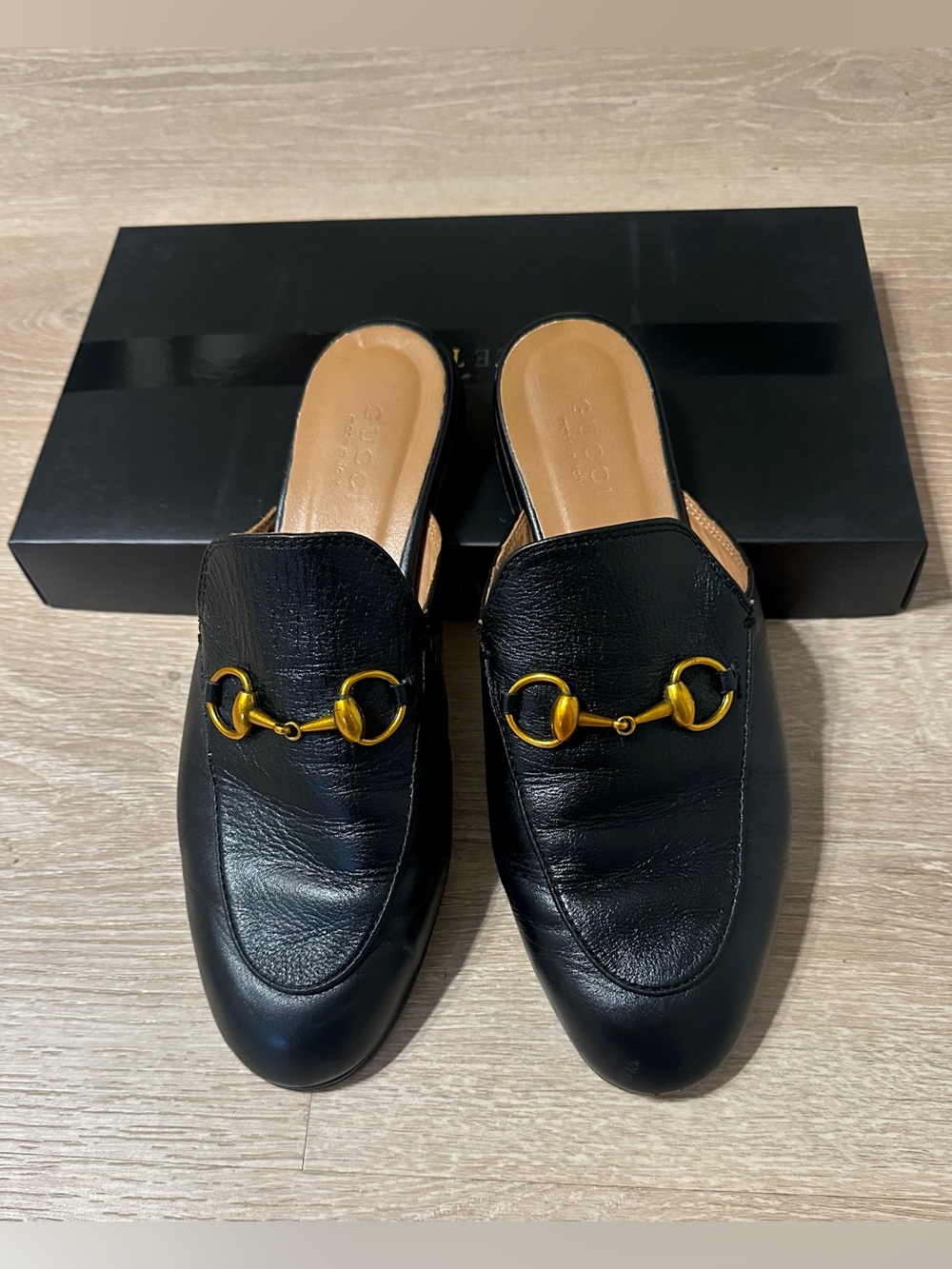 Vintage Gucci Princetown Black (backless) horsebit loafers